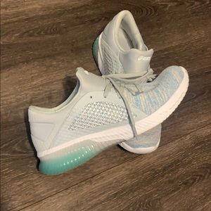 Light pink, blue, grey, & green ASICS GEL SHOES